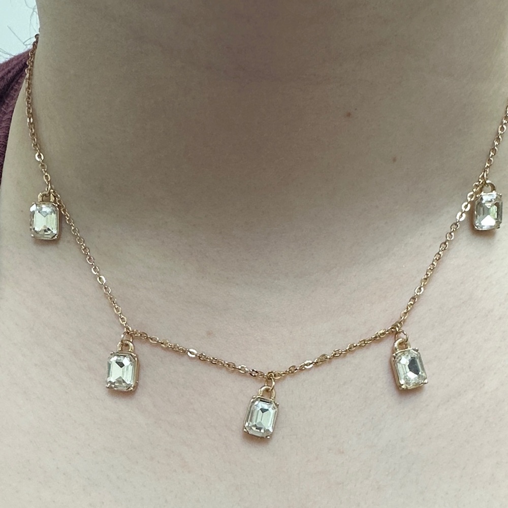 Gold Crystal Drop Necklace - Elegant Women’s Jewelry
